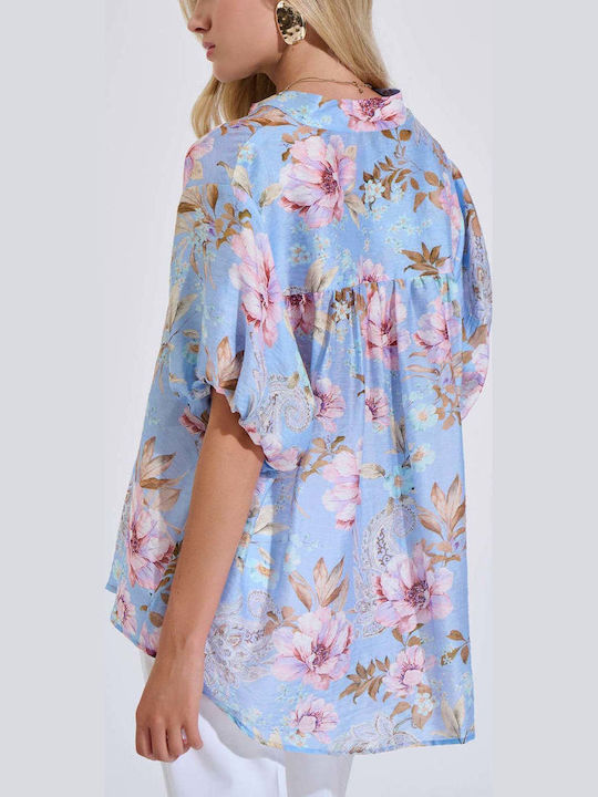 Long Sleeve Women's Linen Shirt Siel Floral