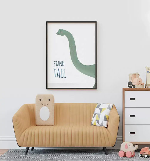 Kids Wall Art Dinosaur with White Wooden Frame 40x50cm