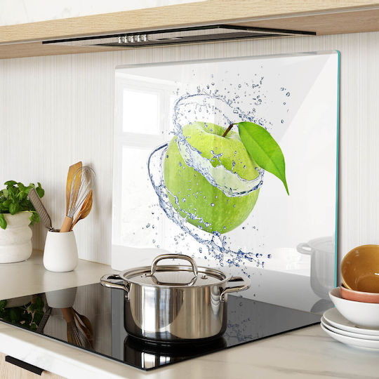 Schneidebrett Aus Glas Mit Grünem Apfel Design 60x52 Cm