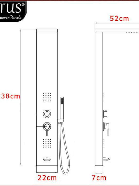 Lotus 500 Cr Bl Στηλη Υδρομασαζ 2χρωμη Inox &μαυρη Ματ Led & Ψηφιακη Οθονη Sydney