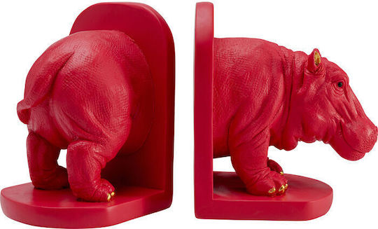 Rhino Party Book End Holders Polyresin Pink Set 2 Pieces 13x19.5x31cm