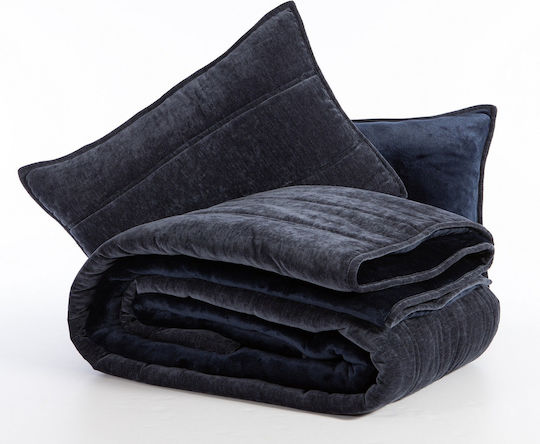 Nef-Nef Homeware Κουβερτοπάπλωμα Υπέρδιπλο 220x240εκ. Vania Blue/black 250 GSM