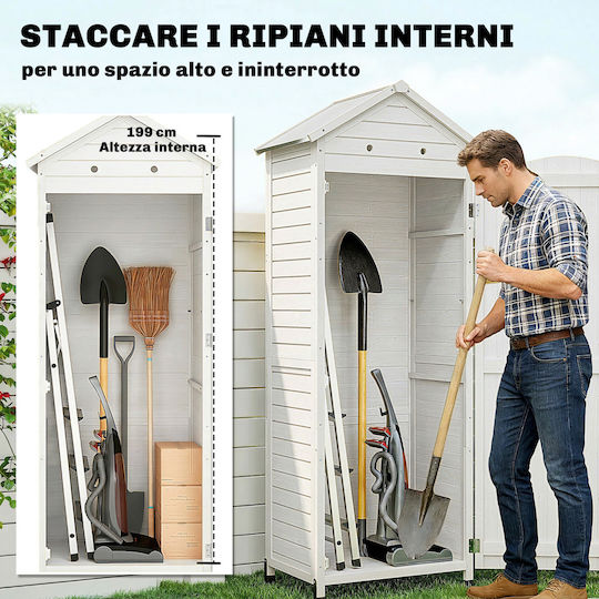 Wooden Garden Shed White with Air Vent L0.85xW0.58xH2.13m