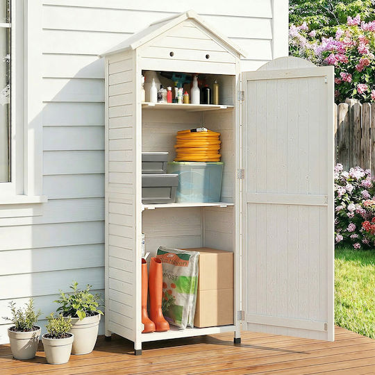 Wooden Garden Shed White with Air Vent L0.85xW0.58xH2.13m