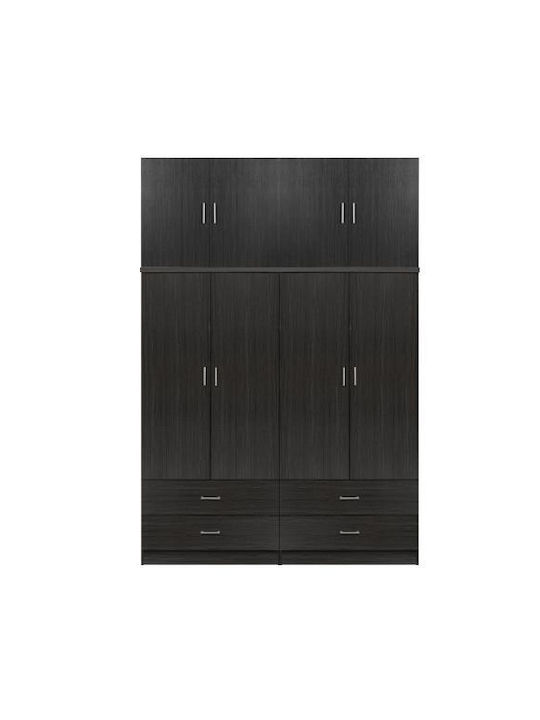 Four Door Wardrobe with Loft Zebrano 2τμχ 160x42x241cm