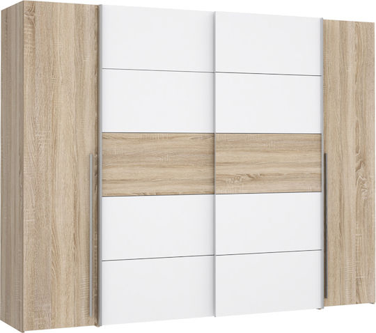 Verzo Τετράφυλλη Ντουλάπα 270.5x61x210.5cm Oak-λευκό