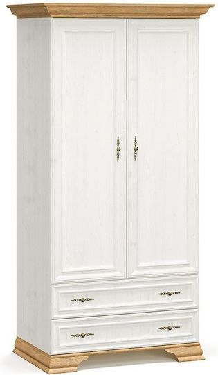 Jaden Δίφυλλη Ντουλάπα 101x62x197cm Golden Oak / Λευκό Antique Jaden Δίφυλλη Ντουλάπα 101x62x197cm Golden Oak / Λευκό Antique