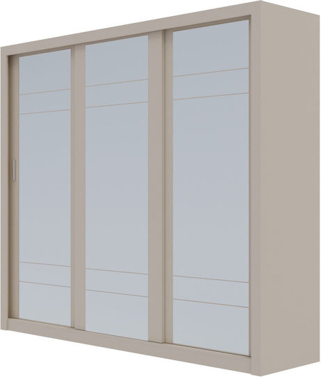 Grandio Τρίφυλλη Ντουλάπα με Καθρέπτη 250x60x215cm Grandio Τρίφυλλη Ντουλάπα με Καθρέπτη 250x60x215cm