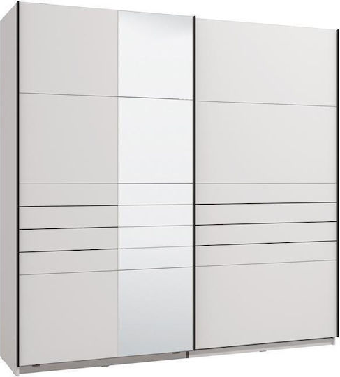 Veymont Δίφυλλη Ντουλάπα Συρόμενη με Καθρέπτη 220x61x217cm Λευκό Veymont Δίφυλλη Ντουλάπα Συρόμενη με Καθρέπτη 220x61x217cm Λευκό