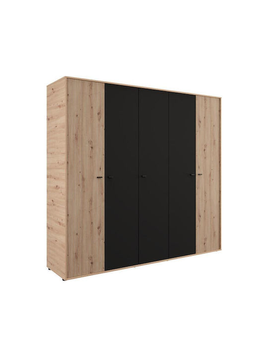 Doppeltür Kleiderschrank Schwarz 228x55x211cm