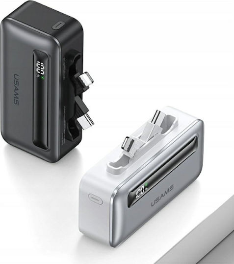 Usams CD233 Power Bank 5000mAh 20W With USB-C Power Delivery Output Port Silver
