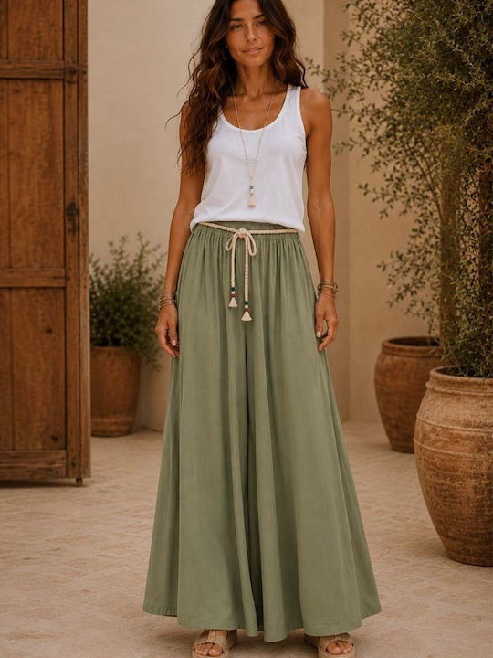 Women's Fabric Pantaloons with Rubber Band Khaki