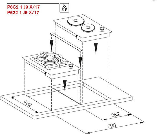 La Germania P63 1CV LAG X LPG Autonomous Liquid Gas & Electric Cooktop 61.5x51cm Silver