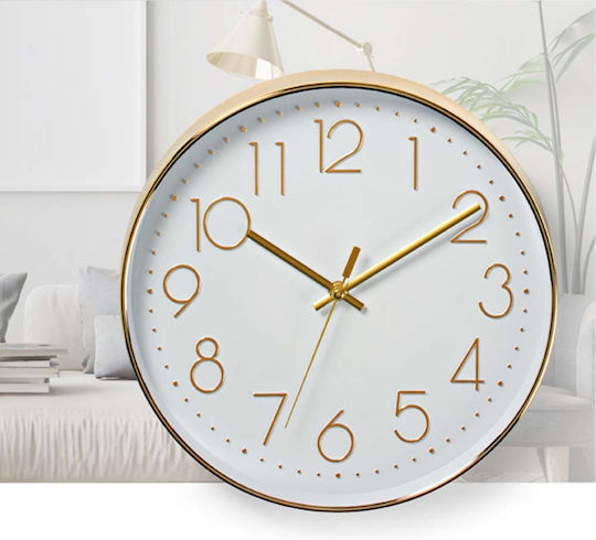 Nedis Ceas de Perete Plastic Gold / White Ø30cm