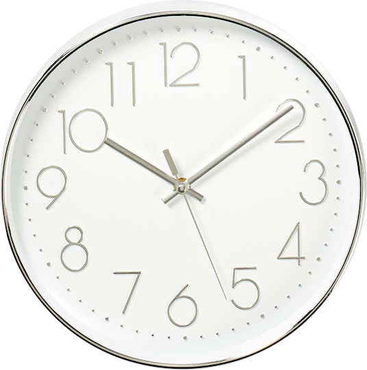 Nedis Wall Clock Plastic White/Silver Ø30cm