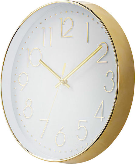 Nedis Ceas de Perete Plastic Gold / White Ø30cm