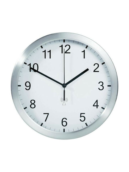 TFA Wall Clock Metallic Silver Ø25cm