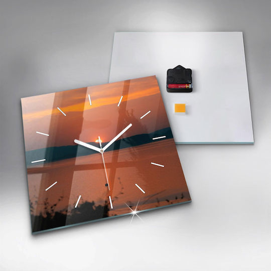 Tulup Leise Wanduhr Glas Orange 30x30cm