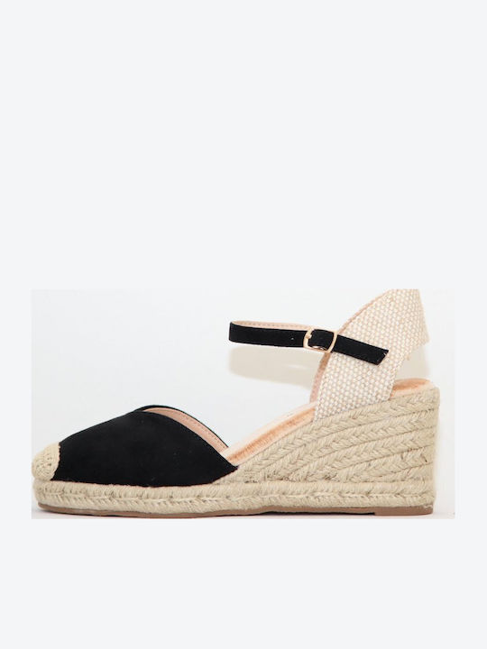 Sommer Damenplattformen in Stil Espadrilles Schwarz AM184-Schwarz
