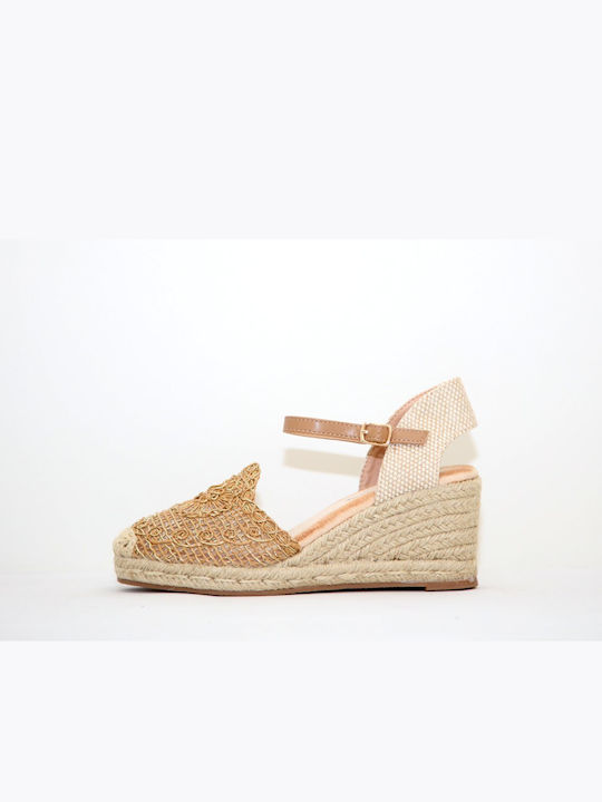 Sommer Damenplattformen im Stil Espadrilles Beige