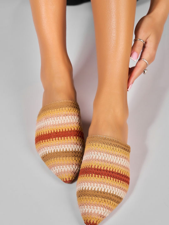 Flat Mules in Khaki Farbe