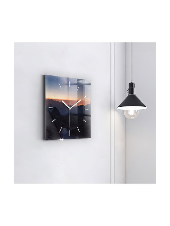 Tulup Тих режим Стенен часовник Стъкло Син 30x30см