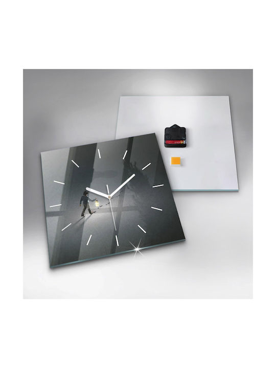 Tulup Silent Ceas de Perete Sticlă Gri 30x30cm