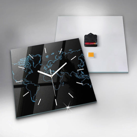Tulup Silent Wall Clock Glass Black 30x30cm