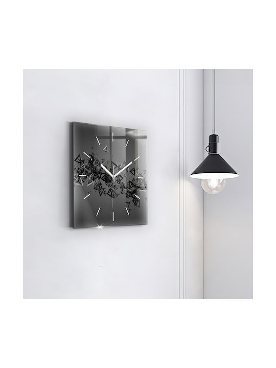 Tulup Leise Wanduhr Glas Schwarz 30x30cm