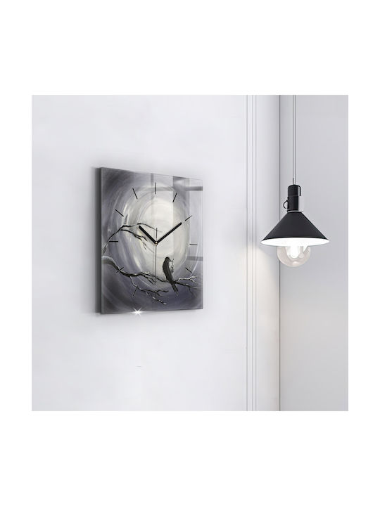 Tulup Silent Wall Clock Glass Black 30x30cm