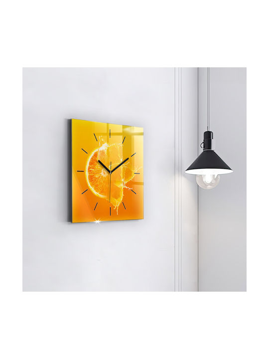 Tulup Leise Wanduhr Glas Orange 30x30cm