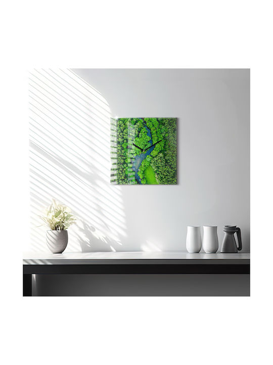 Tulup Silent Wall Clock Glass Green 30x30cm