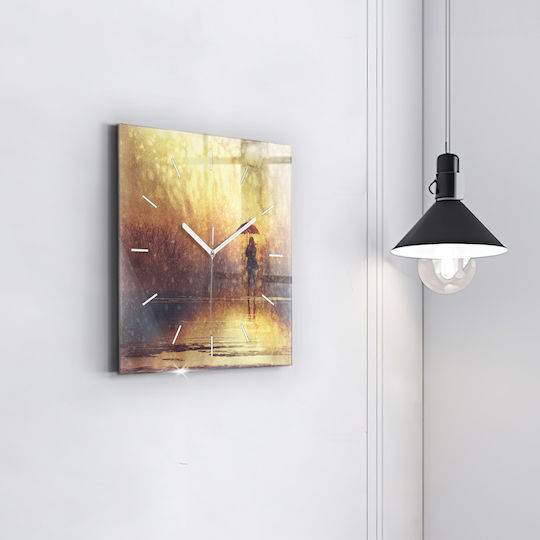Tulup Αθόρυβο Ρολόι Τοίχου Γυάλινο Κίτρινο 30x30cm