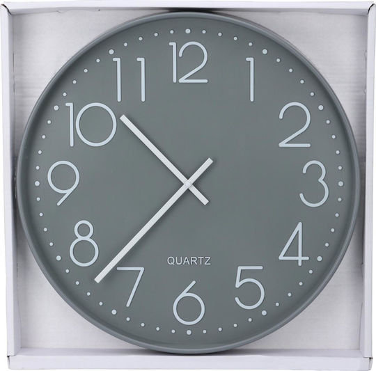 DKD Home Decor Аналогов Стъклен Сив Часовник На Стена Ø50см