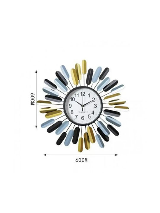 3D Silent Wall Clock Metallic Multicolour Ø60cm