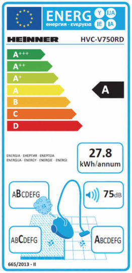 Heinner HVC-V750RD Aspirator 750W cu bol 2.2lt Roșie