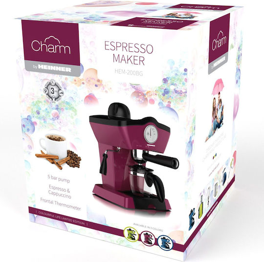 Heinner Charm Automatic Espresso Machine 800W Pressure 5bar Purple