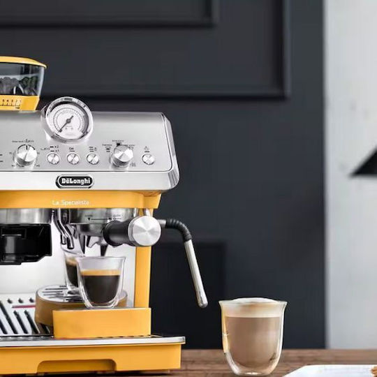 De'Longhi La Specialista Arte Αυτόματη Μηχανή Espresso 1400W Πίεσης 15bar με Μύλο Άλεσης Κίτρινη EC9155.YE