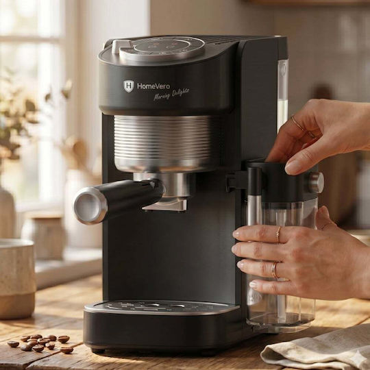 HomeVero Αυτόματη Μηχανή Espresso 1400W Μαύρη HV-CMF1400