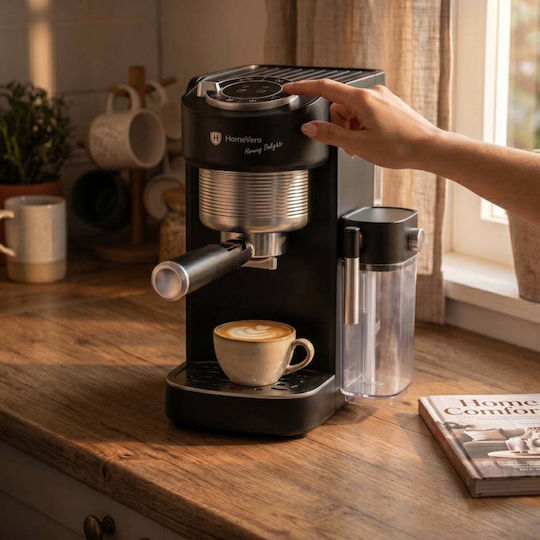 HomeVero Αυτόματη Μηχανή Espresso 1400W Μαύρη HV-CMF1400