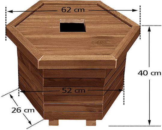 Sechseckiger Holz-Abfalleimer mit geschlossenen Ecken D52x40cm 60L - Tesias Holzprodukte