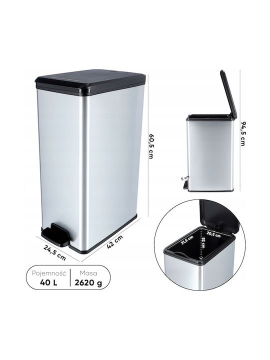 Curver Bin Κάδος Απορριμμάτων Μεταλλικός Ασημί 40lt