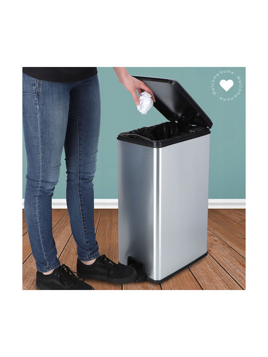 Curver Bin Κάδος Απορριμμάτων Μεταλλικός Ασημί 40lt