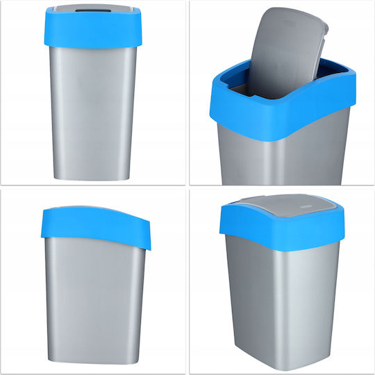 Curver Pacific Flip Plastic Waste Bin with Oscillating Lid Blue 10lt