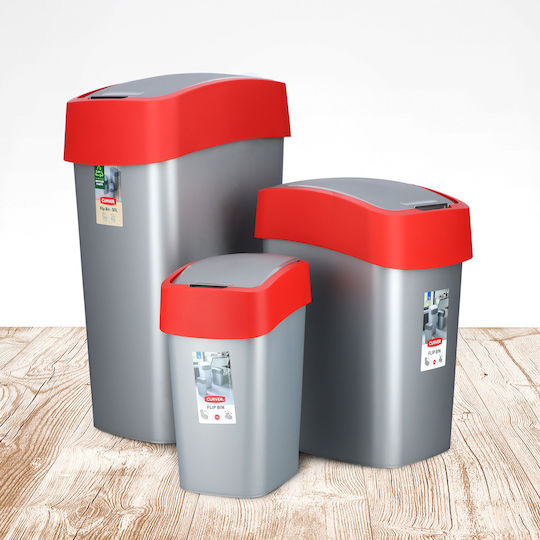 Curver Coș Flip Bin De Gunoi Din Plastic Cu Capac Oscilant Roșu 25lt