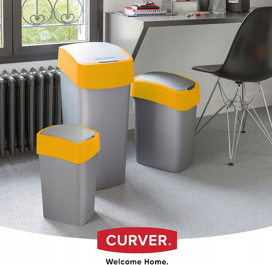 Curver Flip Bin Plastic Waste Bin with Oscillating Lid Orange 10lt