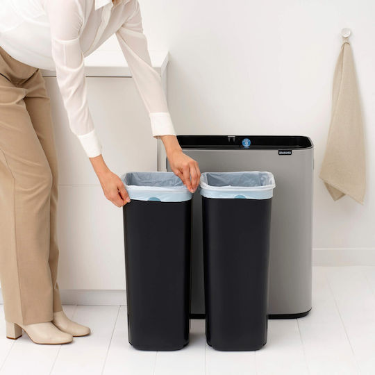 Brabantia Κάδος Bo Touch Ανακύκλωσης Πλαστικός Push Γκρι 60lt
