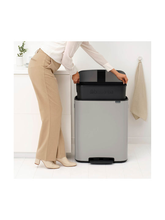 Brabantia Bo Pedal Mülleimer Kunststoff mit Pedal Graue 60lt