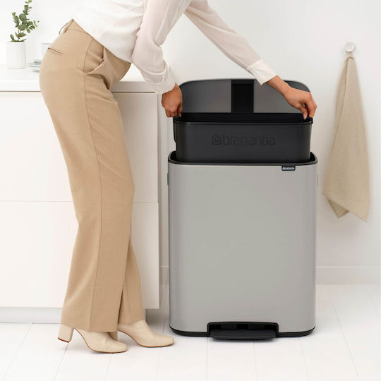Brabantia Coș De Gunoi Bo Pedal Din Plastic Cu Pedală Gri 60l