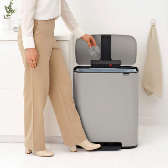Brabantia Coș De Gunoi Bo Pedal Din Plastic Cu Pedală Gri 60l